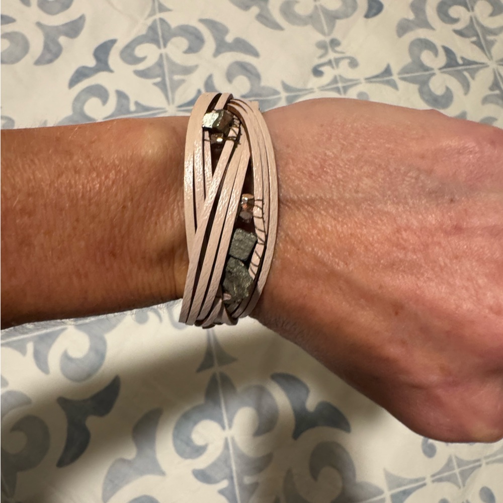 Altar'd State Pink Leather Wrap Bracelet